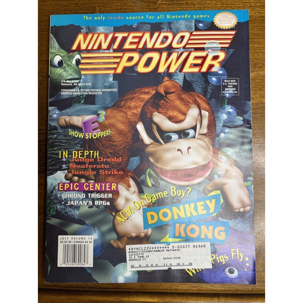 Nintendo Power Vol‎ 74 Donkey Kong Land Complete Poster + Earthbound Scratcher